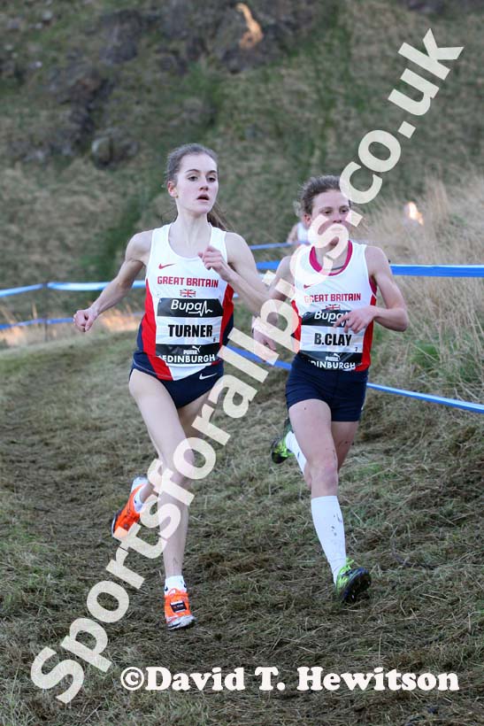 Lydia Turner and Bobby Clay in the junior womens 4k BUPA Great Edinburgh Cross Country. Photo: David T. Hewitson/Sports for All Pics